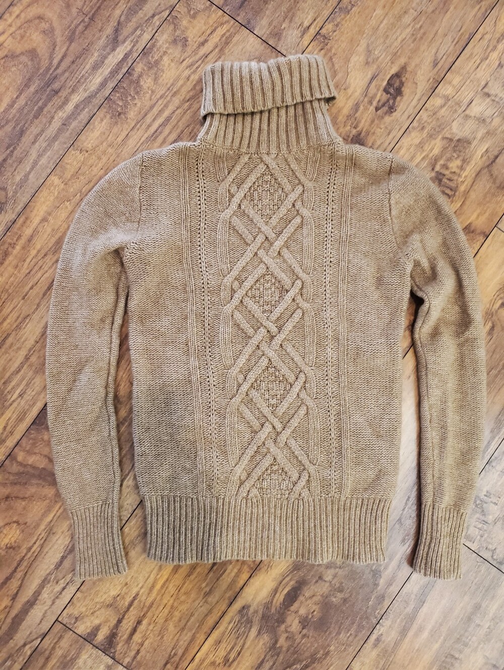 J.Crew Tan Cable Knit Turtleneck Sweater Size Small